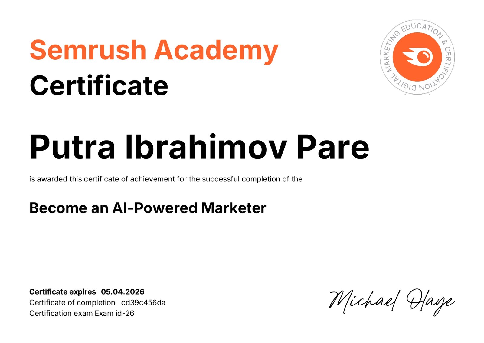 Certificate 6